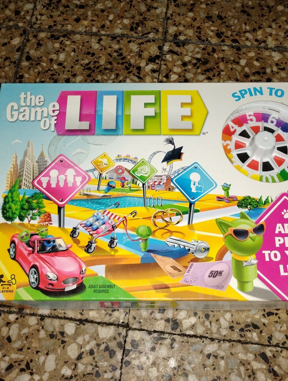 Hasbro The Game of Life Board Game - White, Pink, Yellow, Blue, Green